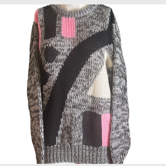 Club Inernational by tiptop Sweaters - Vintage Abstract Gray and Pink Sweater